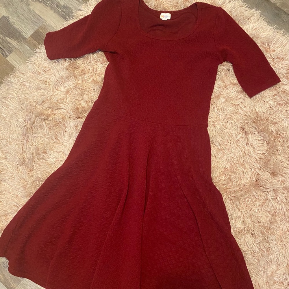 Maroon LuLaRoe 3/4 sleeve dress
